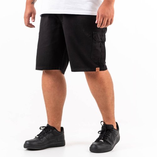 Bermuda Plus Size Masculina Sarja Cargo Preta