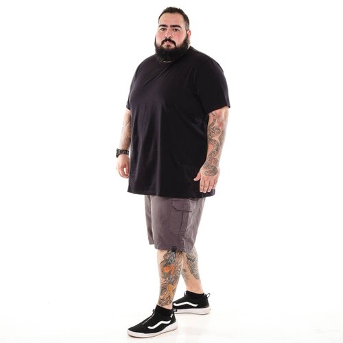 Bermuda Plus Size Masculina Sarja Cargo Chumbo