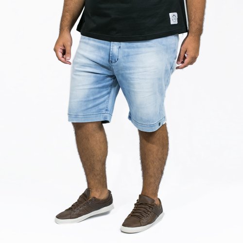 Bermuda Jeans Plus Size Masculina Stoned Blue
