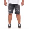 bermuda plus size masculina jeans black destroyed mais pano frente