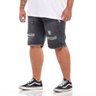 bermuda plus size masculina jeans black destroyed mais pano lado