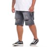bermuda plus size masculina jeans black destroyed grey lado