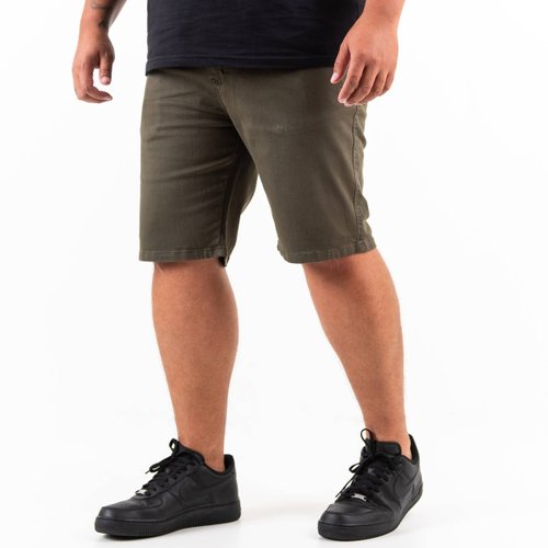 Bermuda Plus Size Masculina Sarja Slim Verde Musgo