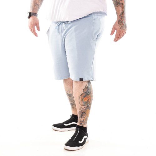 Bermuda Plus Size Masculina Moletom Azul Claro