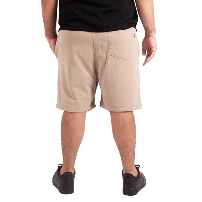 bermuda plus size masculina moletom color bege costas
