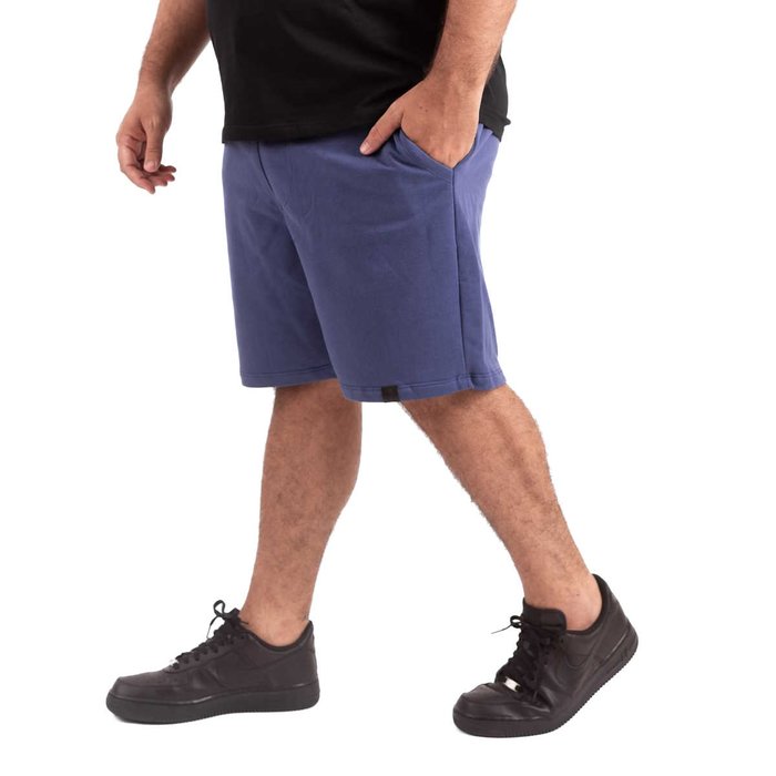bermuda plus size masculina moletom color azul frente