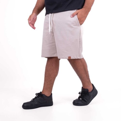 Bermuda Plus Size Masculina Moletom Areia