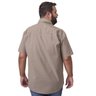 camisa plus size masculina sarja caqui costas