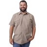 camisa plus size masculina sarja caqui frente