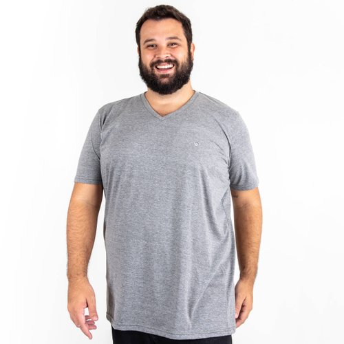 Camiseta Plus Size Masculina Gola V Grafite