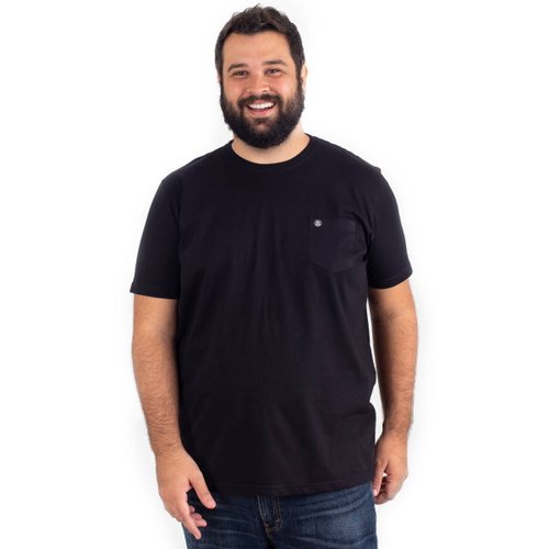 Camiseta Plus Size Masculina Com Bolso Preta
