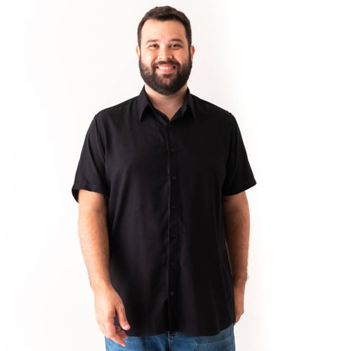 Camisa Plus Size Masculina Viscose Preta