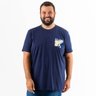 camiseta plus size masculina azul marinho bolso abstrato frente