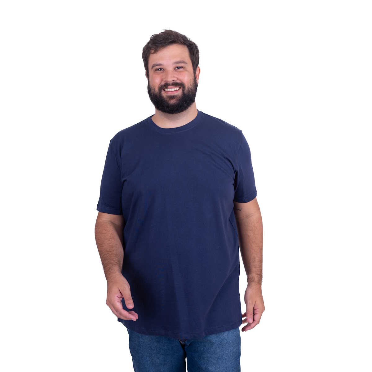Camiseta Plus Size Masculina Básica Azul Marinho - 100% Algodão