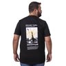 camiseta plus size masculina preta round turn costas