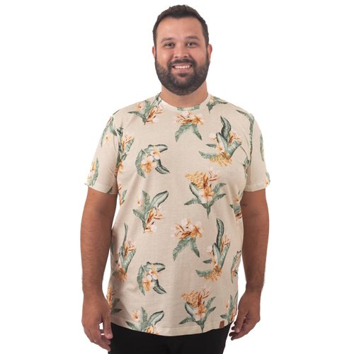 Camiseta Plus Size Masculina Orange Flower