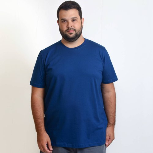 Camiseta Plus Size Masculina Básica Azul