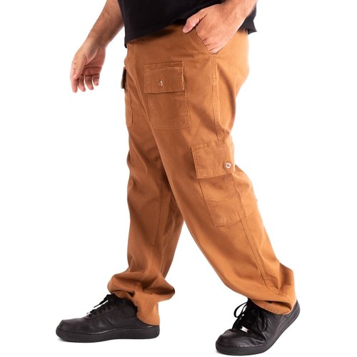 Calça Plus Size Masculina Canelada Lorenzo Caramelo