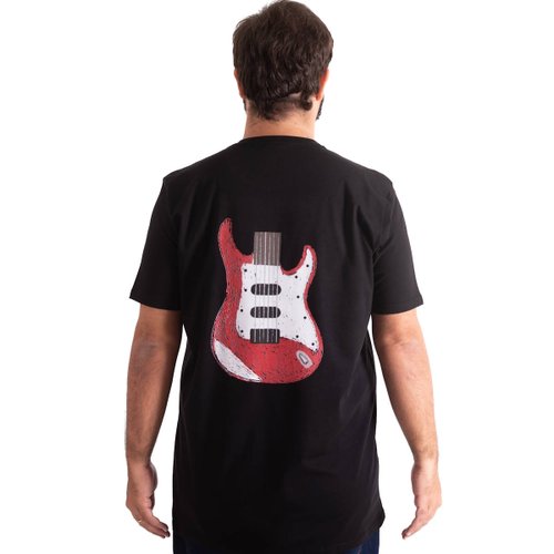 Camiseta Plus Size Masculina Rock Guitar Preta
