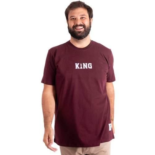 Camiseta Plus Size Masculina New King Bordo
