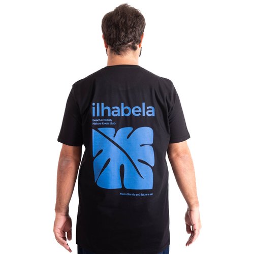 Camiseta Plus Size Masculina Ilhabela Preta
