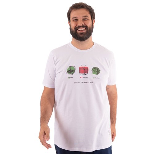 Camiseta Plus Size Masculina Gold Generation Branca