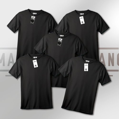 Kit Camiseta Plus Size Masculina Básica 5 Pretas