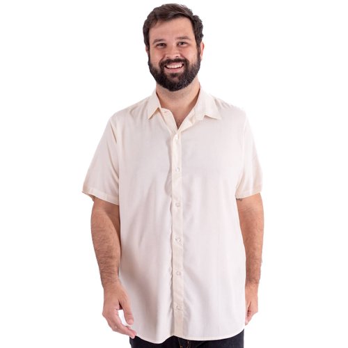 Camisa Plus Size Masculina MC Viscose Creme