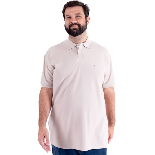 Polo Plus Size Masculina Piquet Confort Bege
