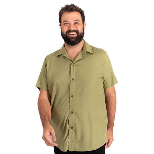 Camisa Plus Size Masculina MC Viscose Verde Folha