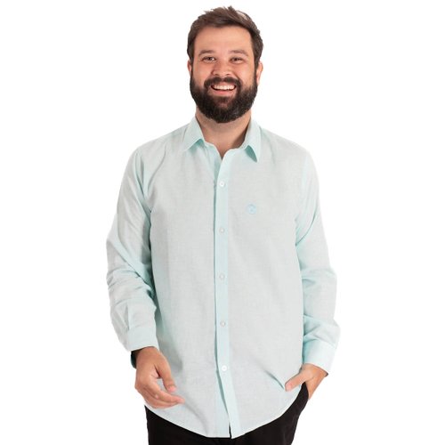 Camisa Plus Size Masculina ML Linho Pienza Verde