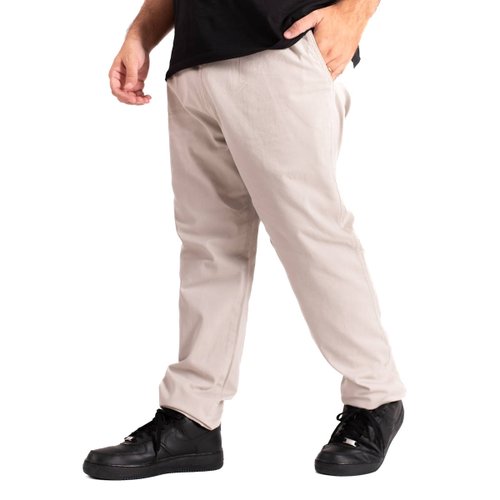 Calça Plus Size Masculina Sarja Elástico Direct Areia 