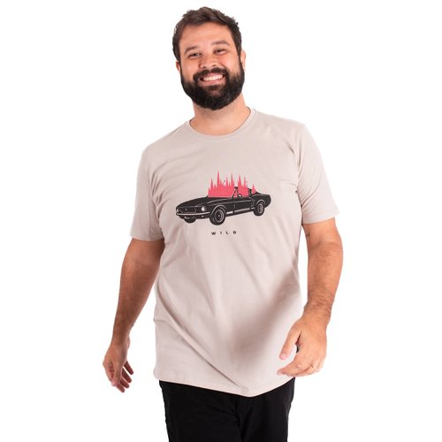 Camiseta Plus Size Masculina Wild Bege