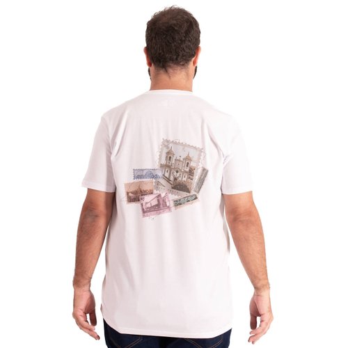 Camiseta Plus Size Masculina Viagem Branca