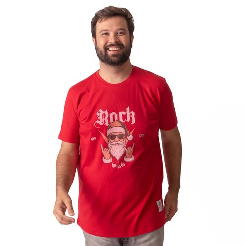 Camiseta Plus Size Masculina Noel Rock Vermelha