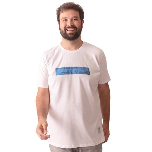 Camiseta Plus Size Masculina Summer Blue Branca