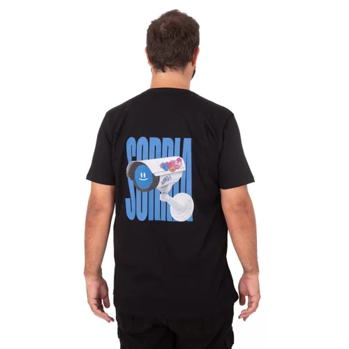 Camiseta Plus Size Masculina Sorria Câmera Preta