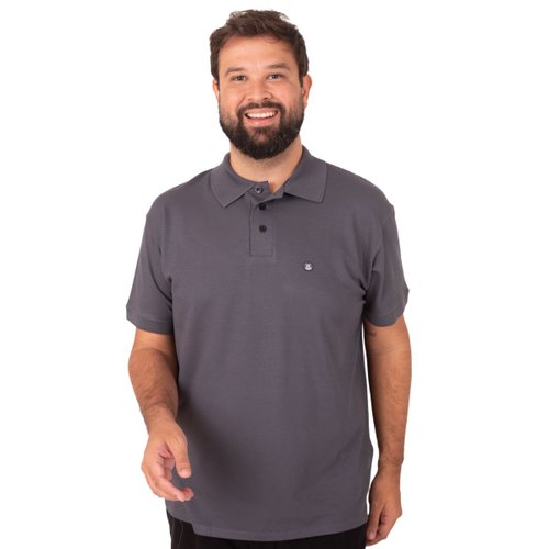 Polo Plus Size Masculina Piquet Modal Chumbo