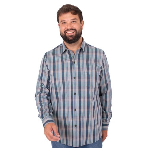 Camisa Plus Size Masculina ML Boxer Chess Verde