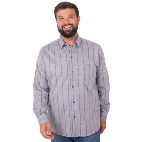Camisa Plus Size Masculina ML Boxer Chess Azul