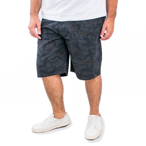 Bermuda Plus Size Masculina Flores Azul Marinho