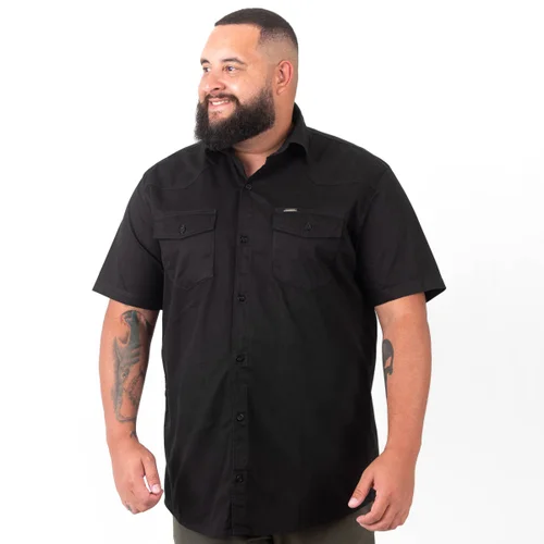 Camisa Plus Size Masculina Stoned Preta