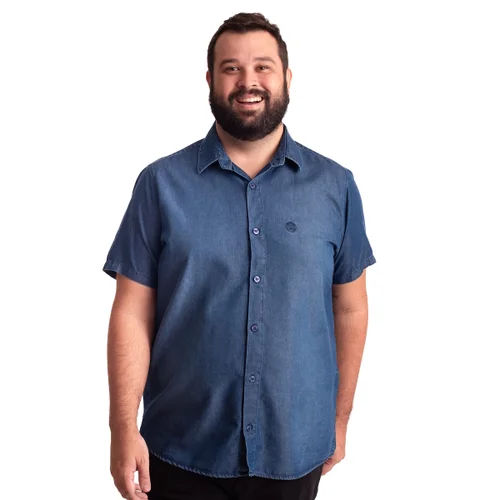 Camisa Plus Size Masculina MC Jeans Stoned Line Azul