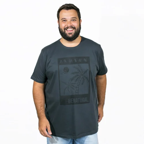 Camiseta Plus Size Masculina Be Natural Chumbo