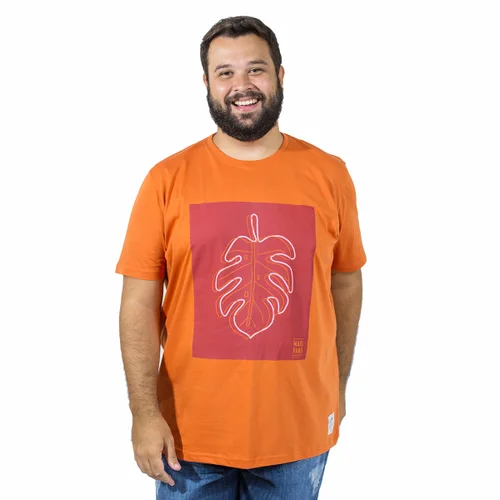 Camiseta Plus Size Masculina Costela de Adão Laranja