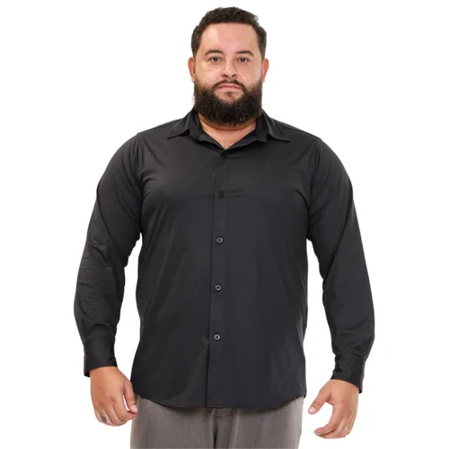 Camisa Plus Size Masculina Social Tech Elastic Preta
