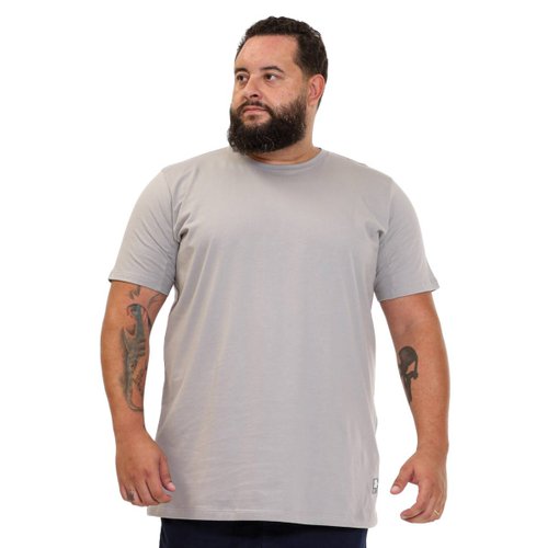 Camiseta Plus Size Masculina Confort Cinza Claro