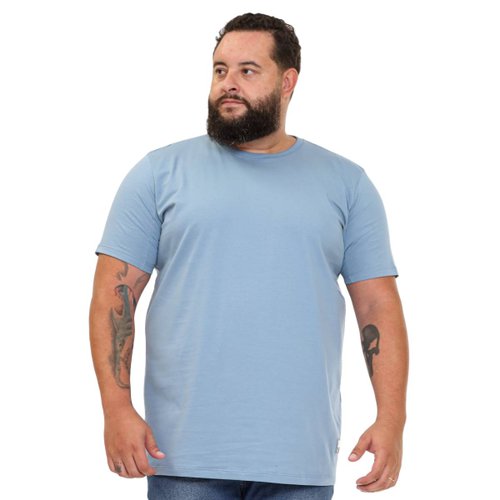 Camiseta Plus Size Masculina Confort Azul Celeste