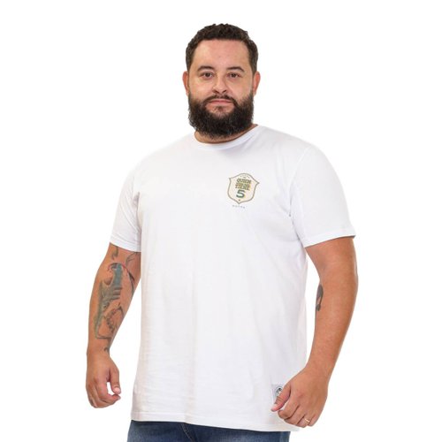 Camiseta Plus Size Masculina Branca Brasil