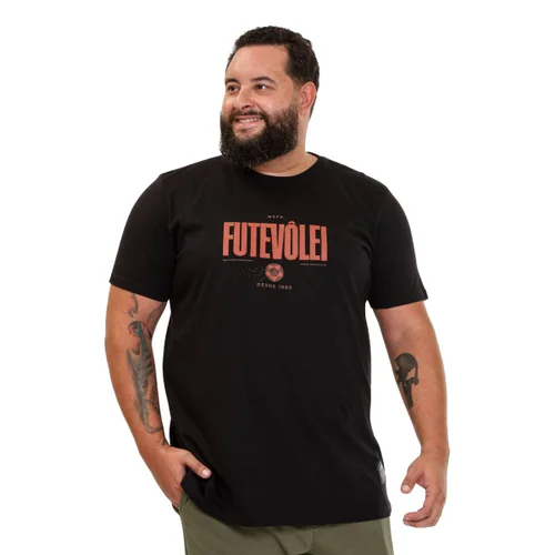 Camiseta Plus Size Masculina Futevolei Preta